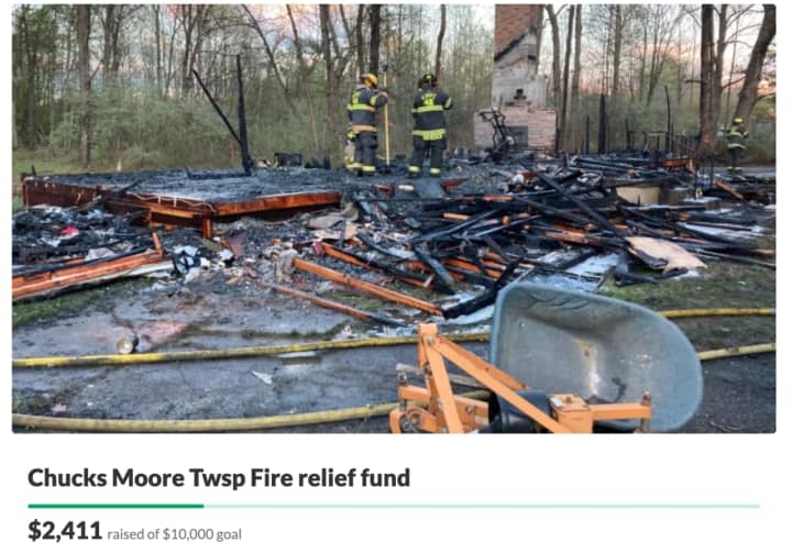 Chuck was left with nothing but the clothes on his back after his Moore Township home burned to the ground while he was out on his birthday, April 30, according to a GoFundMe launched by a friend.