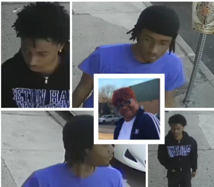 Authorities would like to speak to the two young men in the photographs above in connection with Debra Derrick&#x27;s shooting death.