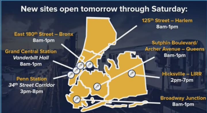 Seven MTA vaccination sites have been set up across New York.