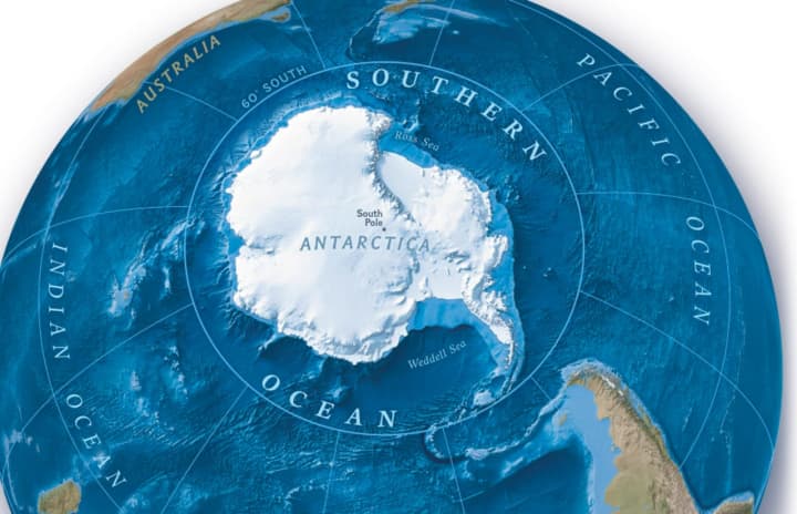 The National Geographic Society now officially recognizes a fifth world ocean, which geologists and meteorologists previously called the &quot;Southern Ocean.&quot; (Courtesy/ National Geographic