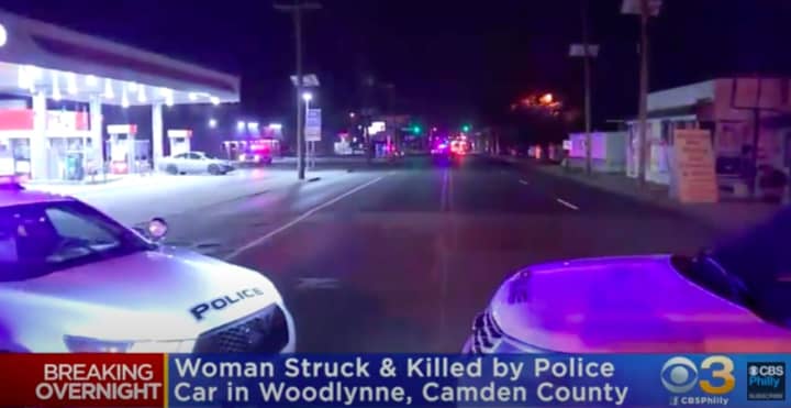 The scene of a fatal pedestrian crash in Camden County. (Courtesy/ CBS Philly News 3 (Screengrab)