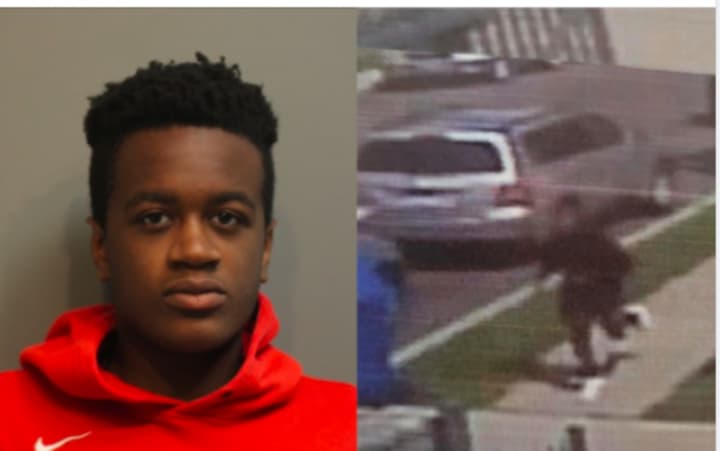 Shamar Grant, age 20, of Stamford, after his arrest, and in a video image, at right, captured following the incident.