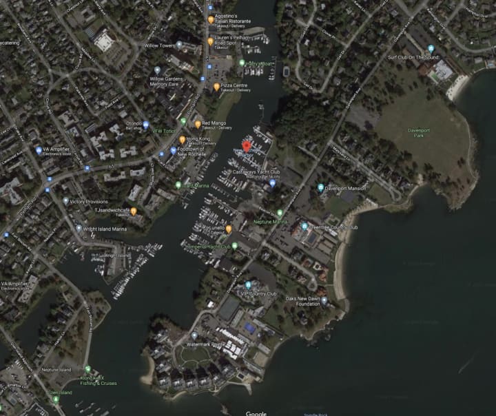 Police in New Rochelle responded to reports of a boat taking on water on the Long Island Sound near the Larchmont border.