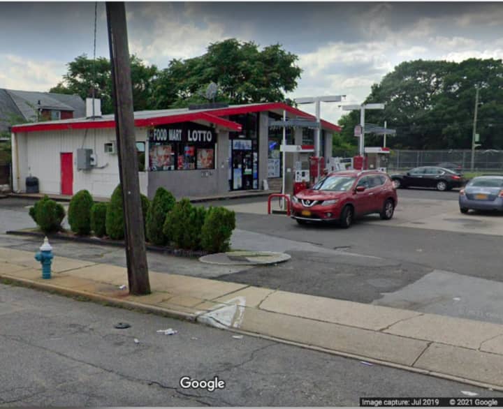The gas station on Linden Boulevard in Elmont.