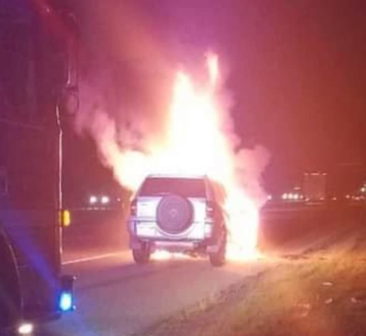 Fire crews were quick to douse an SUV that went up in flames on Route 78 in Warren County Thursday night.