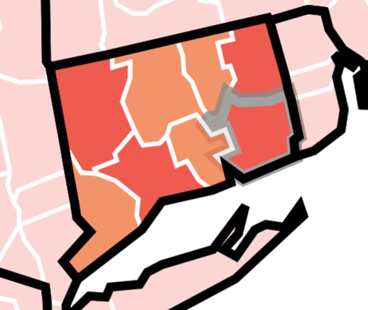 The breakdown of Connecticut counties that are at a &quot;high risk&quot; to spread COVID-19.