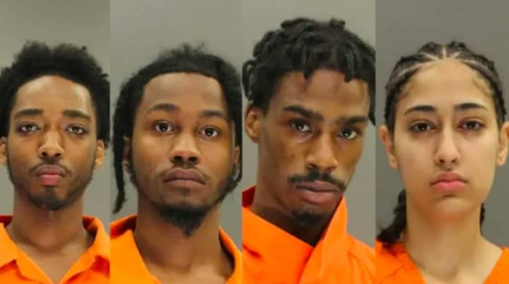 From left to right: Kayhree Simmons, Jayviyohn J. Earley, Kweli L. McCants and Azza Kamnaksh have been arrested in connection with a fatal double shooting.