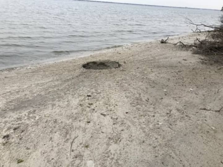 Suffolk County Police Arson Section detectives are investigating the circumstances surrounding an unspecified device that detonated and formed a crater on Fox Island