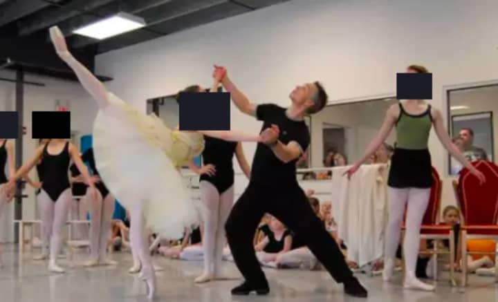 Eugene Petrov works with students at his now-defunct Midland Park ballet studio.