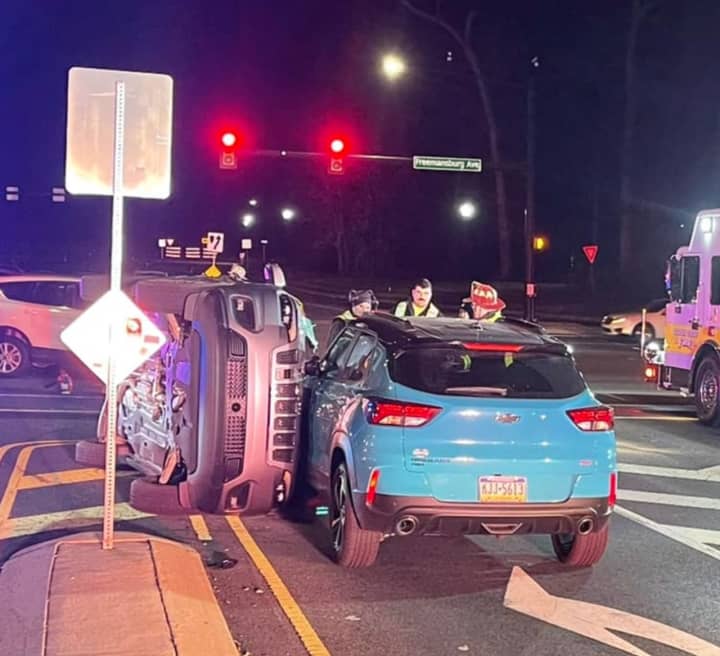 All three drivers were hospitalized Tuesday night following a triple-car crash  in the Lehigh Valley, authorities said.