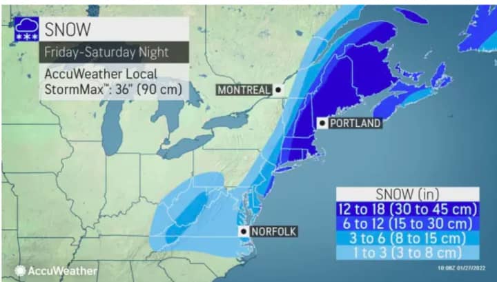 A look at projected snowfall totals for the major weekend storm.