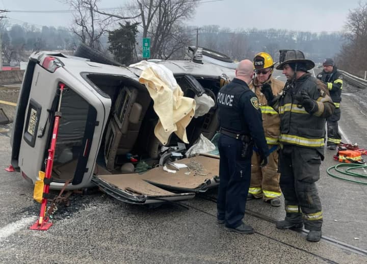A Wednesday morning rollover crash shut down Route 22 in Northampton County and sent both drivers to nearby hospitals, authorities said.