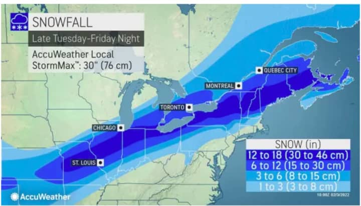 A look at projected snowfall totals through Friday night, Feb. 4.