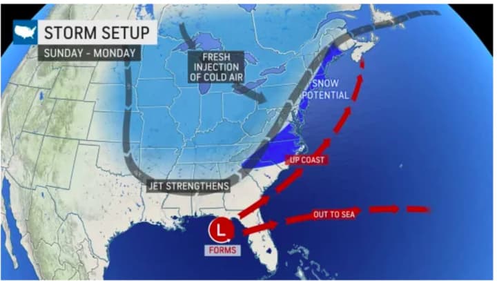 Forecasters are monitoring the potential for a storm Super Bowl Sunday, Feb. 13 into Valentine&#x27;s Day on Monday, Feb. 14.