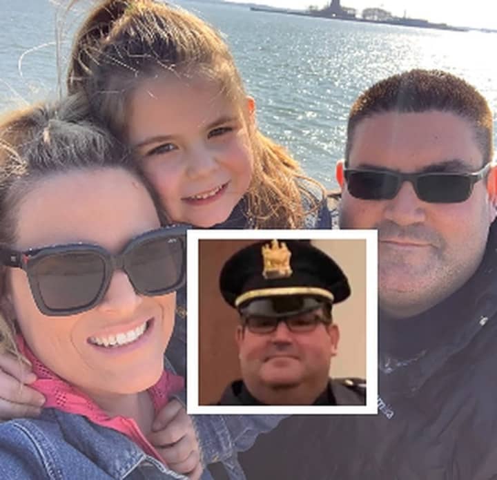 Harrison Police Sgt. Ernesto Hernandez with daughter Graciella, and wife, Jennifer.