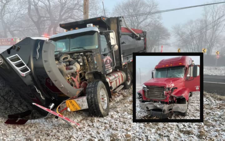 A tractor-trailer collided with a dump truck in Northampton County early Thursday, causing a temporary road closure, authorities said.