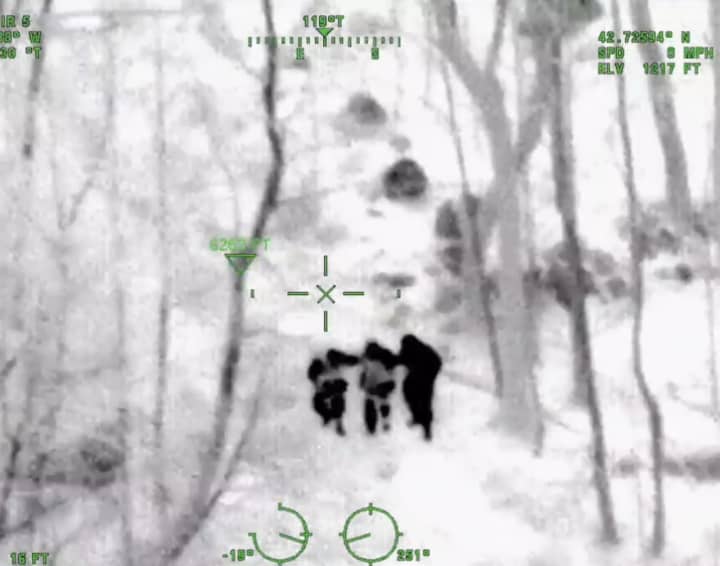 The helicopter&#x27;s camera view of the arrest.
