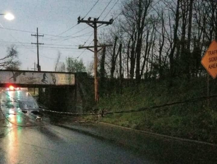 The scene of downed Amtrak power lines in Edison
