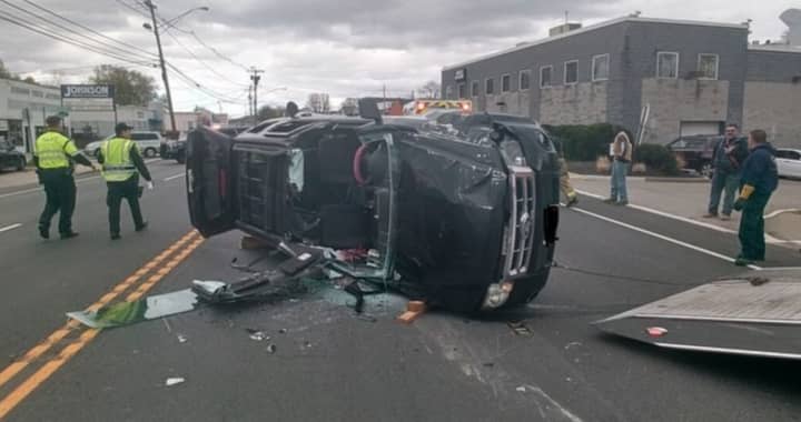 A trapped driver had to be rescued and taken to a nearby hospital following a rollover crash in Morris County, authorities said.