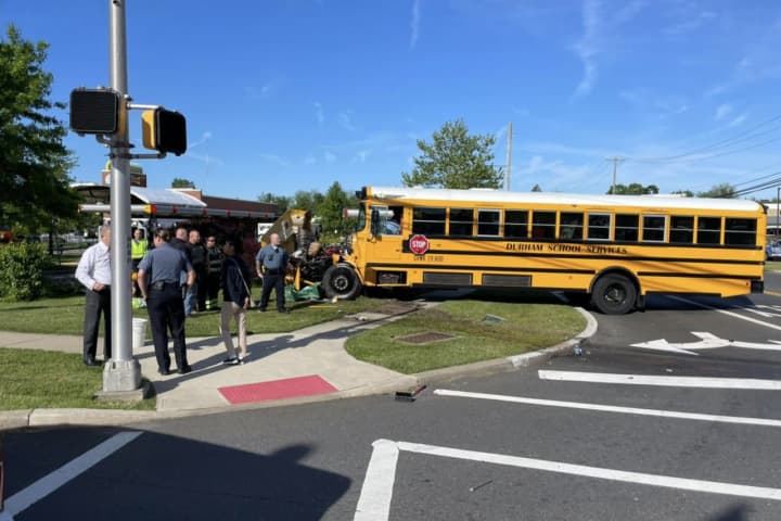 Scene of the multi-car and school bus crash.