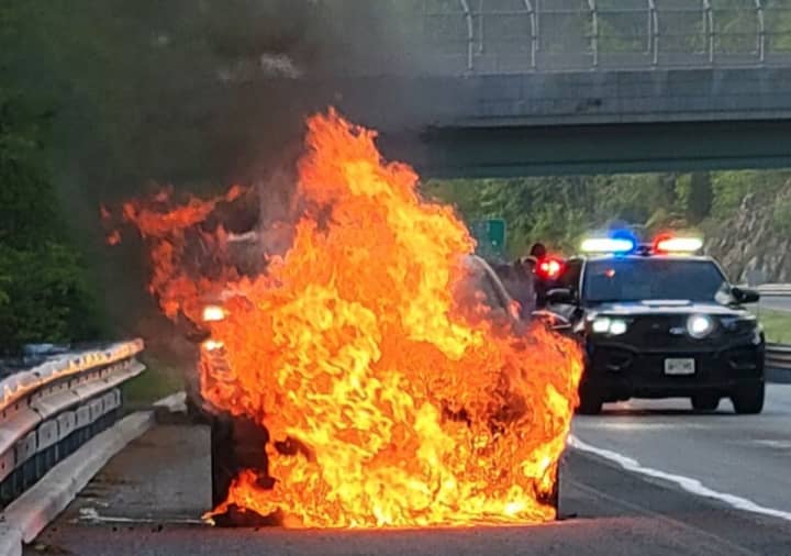 Car fire on Route 15 in Sparta