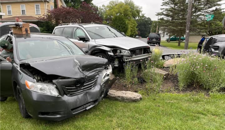 Both drivers were fortunately unharmed as their vehicles collided at a busy Lehigh Valley intersection, authorities said.