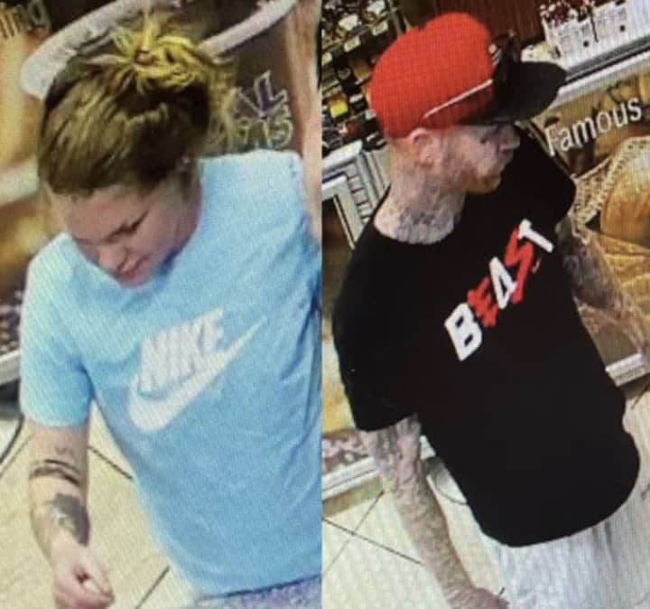 These two suspects are wanted for alleged theft in Harford County