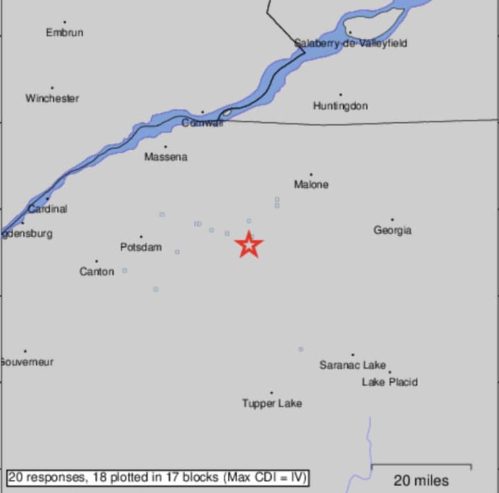 A small earthquake hit New York near the Canadian border early Wednesday morning.