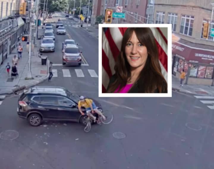 Jersey City councilwoman Amy DeGise struck a bicyclist in a hit-run crash July 19, reports say.