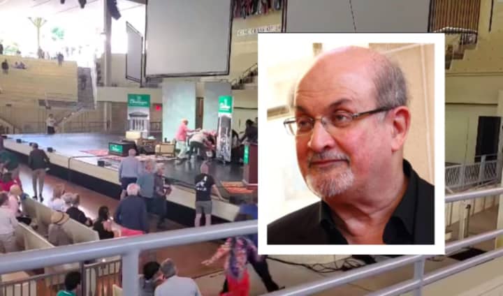 The seconds that followed the attack on author Salman Rushdie were captured on video.