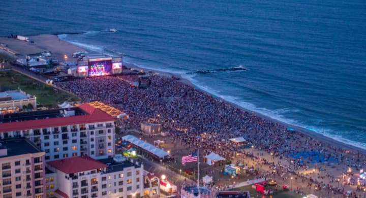 An aerial view of the 2021 Sea.Hear.Now Festival in Asbury Park, NJ.