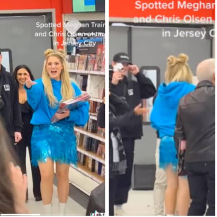 Meghan Trainor and Chris Olsen at Target in Jersey City.