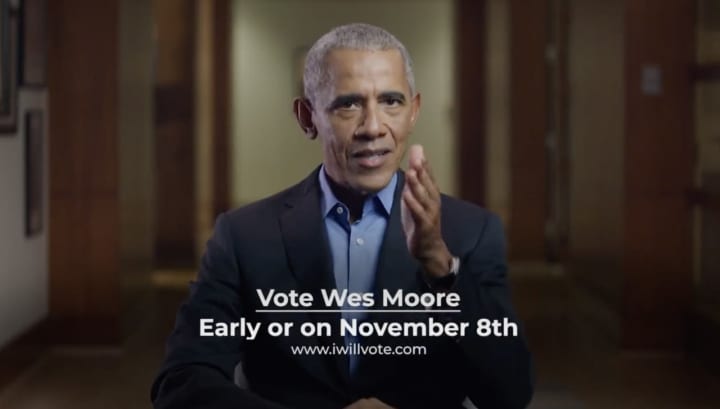 Former President Barack Obama endorsed Wes Moore for Maryland governor.