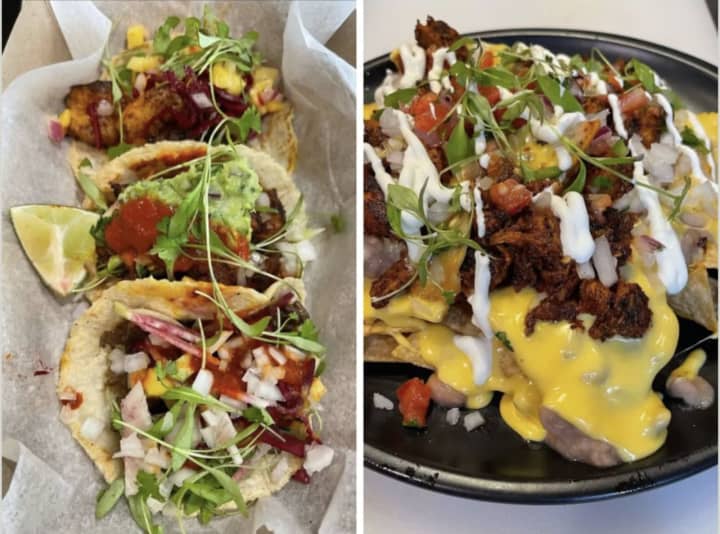 Mexcian Fiesta Nachos and Blackened Shrimp Tacos are two dishes served by the new Mexican Fiesta Taqueria in Mount Kisco.
