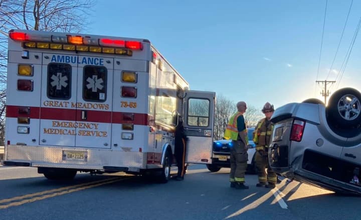 One vehicle flipped onto its roof during a crash with another car that caused minor injuries on Route 57 late Tuesday afternoon, authorities said.