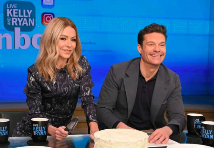 Kelly Ripa and Ryan Seacrest on &quot;Live With Kelly and Ryan.&quot;