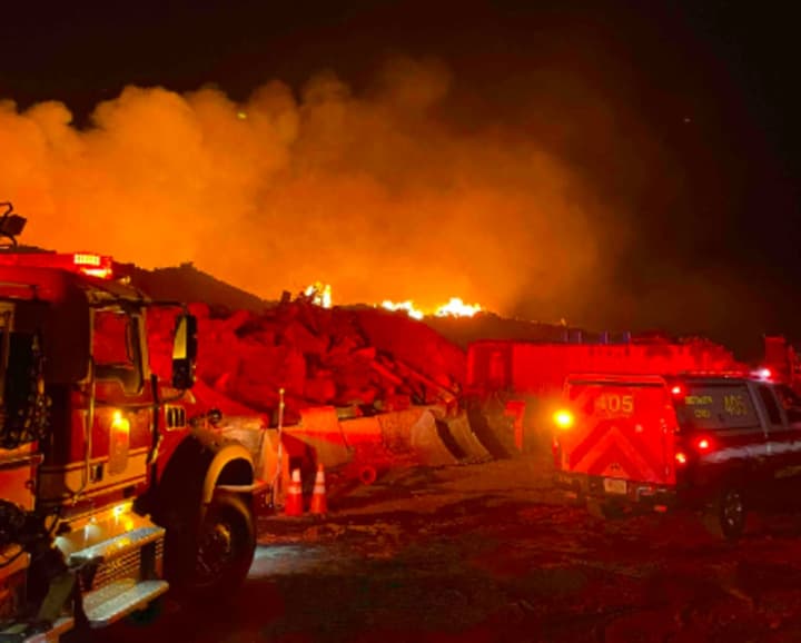 A massive landfill fire raged for hours, with firefighters at the scene as early as 3 a.m. Tuesday, June 6 in Fairfax County.