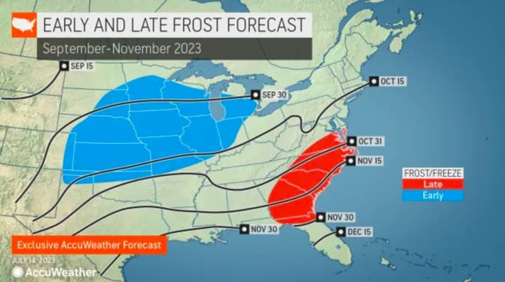 AccuWeather&#x27;s Fall 2023 frost forecast.
