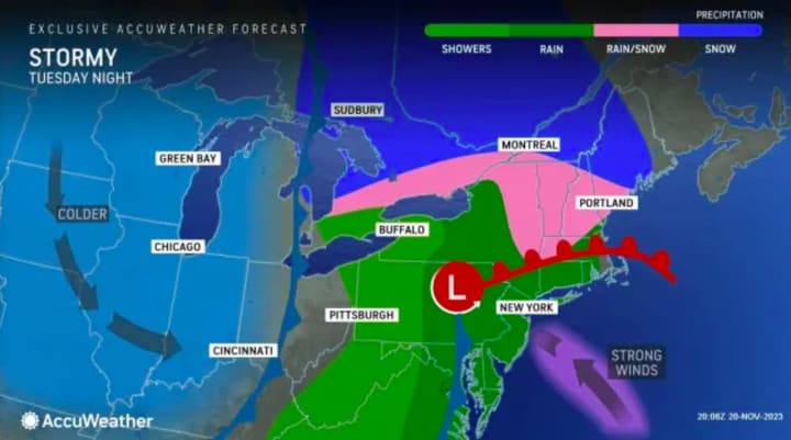 AccuWeather map for Tuesday, Nov. 21.