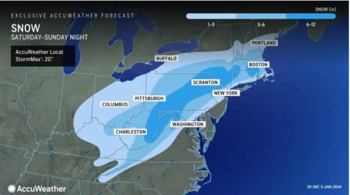 Snow amounts for the Saturday, Jan. 6 storm.
