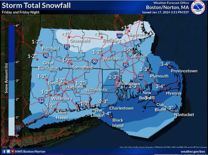 New Snowfall Forecast Map: Here's What To Expect In CT As Winter Storm ...