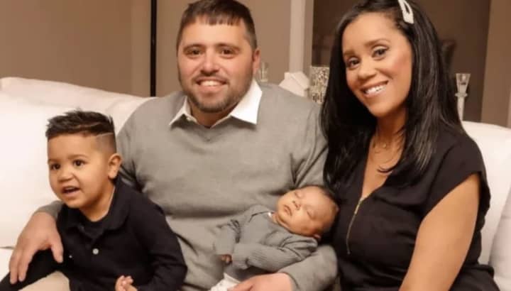 Felicia Yetke (Santos) pictured with her husband, Kyle, and her children,&nbsp;Carson and Caleb.&nbsp;