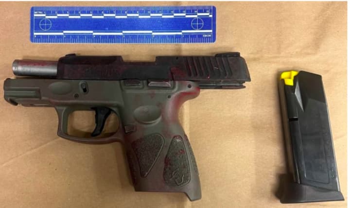 The Taurus 9mm handgun police say was used in the shooting.