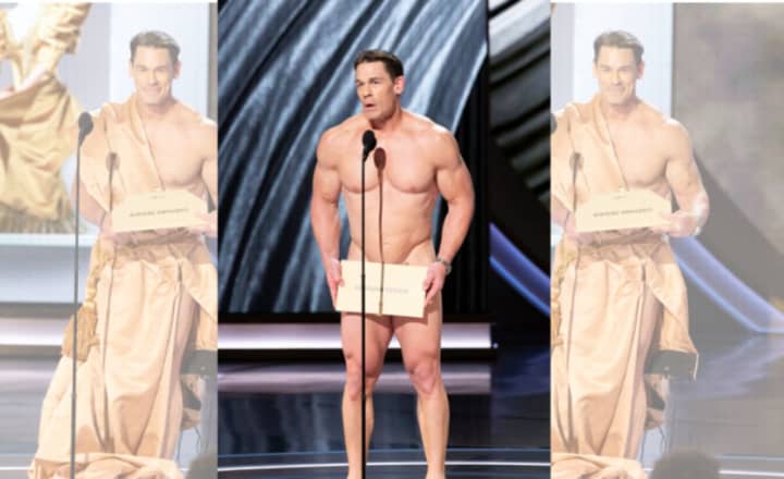John Cena presents naked at the&nbsp;96th Academy Awards.