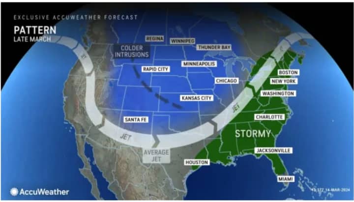 The long-range weather pattern calls for a stormy pattern to close out the month of March.