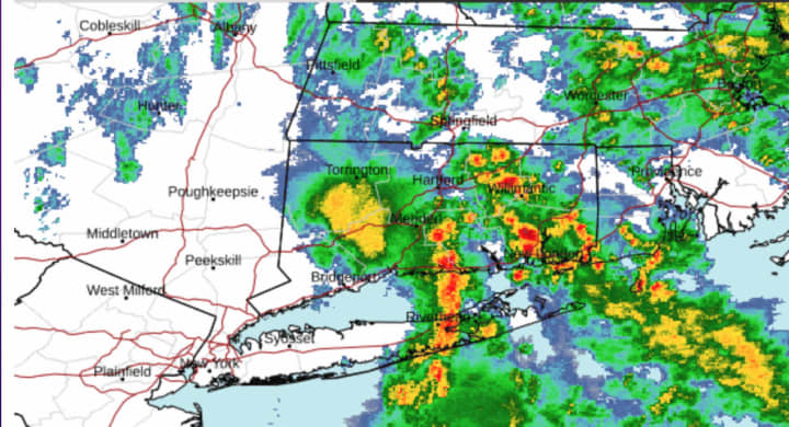 A radar image of the region shows the potent storm system moving from south to north at around 7:15 a.m. Friday, April 12.
  
