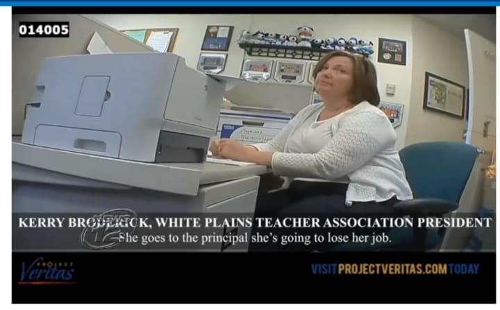 White Plains Teachers Association President Caireen Broderick as seen on a video released by Project Veritas.