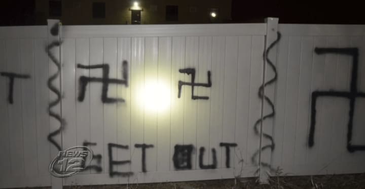 Ramapo police are investigating anti-Semitic graffiti found in New Square on Tuesday, Feb. 21.