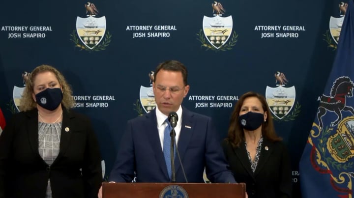 AG Shapiro announcing the charges against Glenn O. Hawbaker, Inc., at a press conference Thursday.