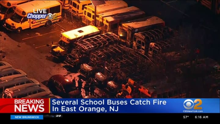 A fire at a school bus depot destroyed several vehicles early Tuesday